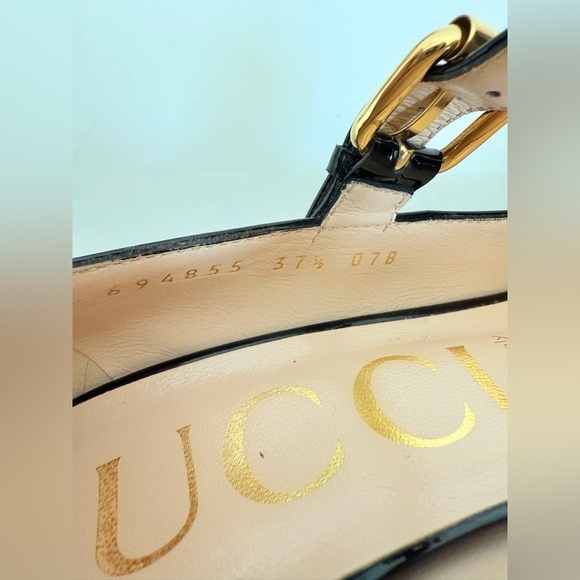 Gucci Black Patent leather Baby Horsebit Mid-Heel Mary Jane Pumps EU 37.5 - Picture 6 of 9